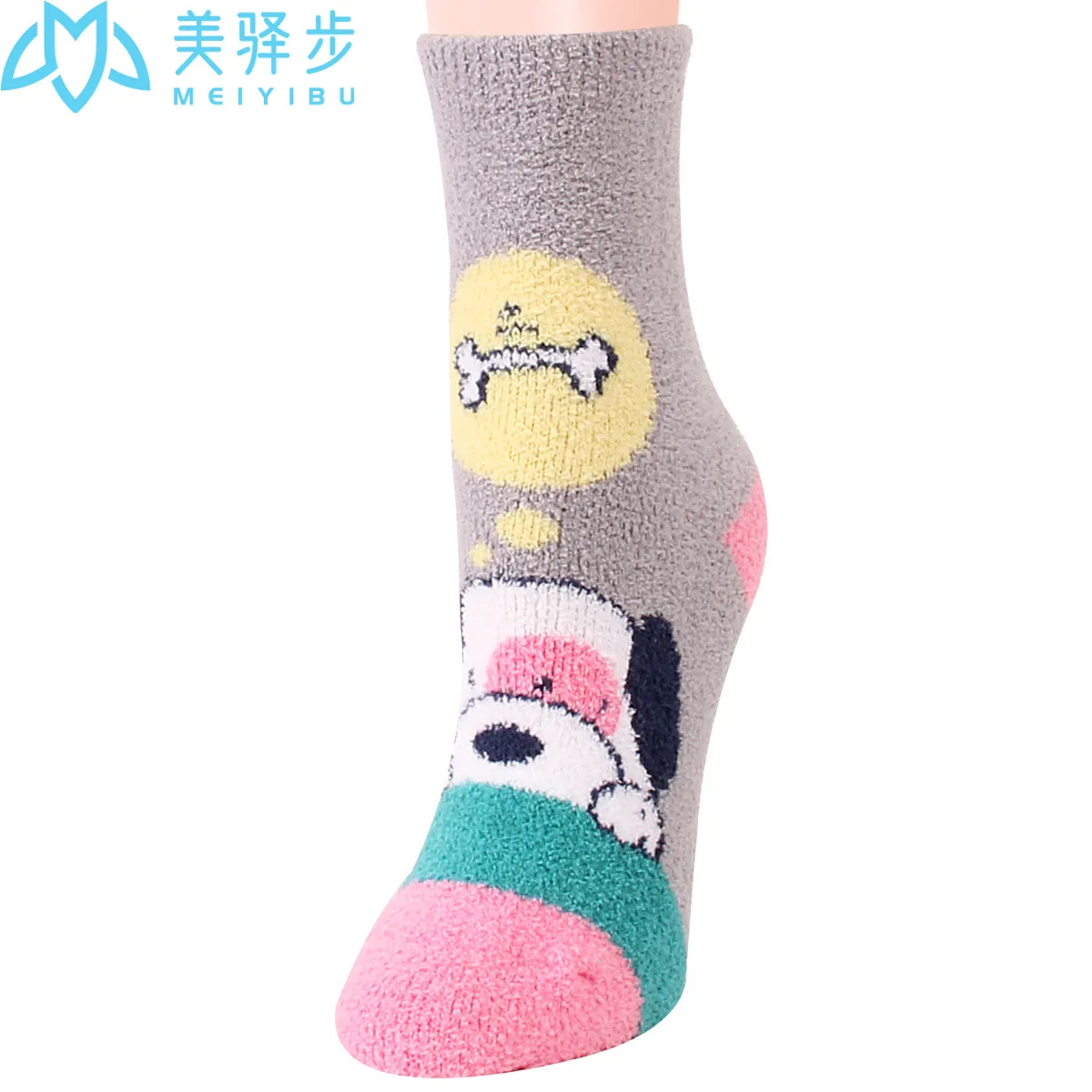 12 Pairs Per Set Winter New Cartoon Thickened Warm Women's Socks Cute Puppy Sleep Socks Korean Socks