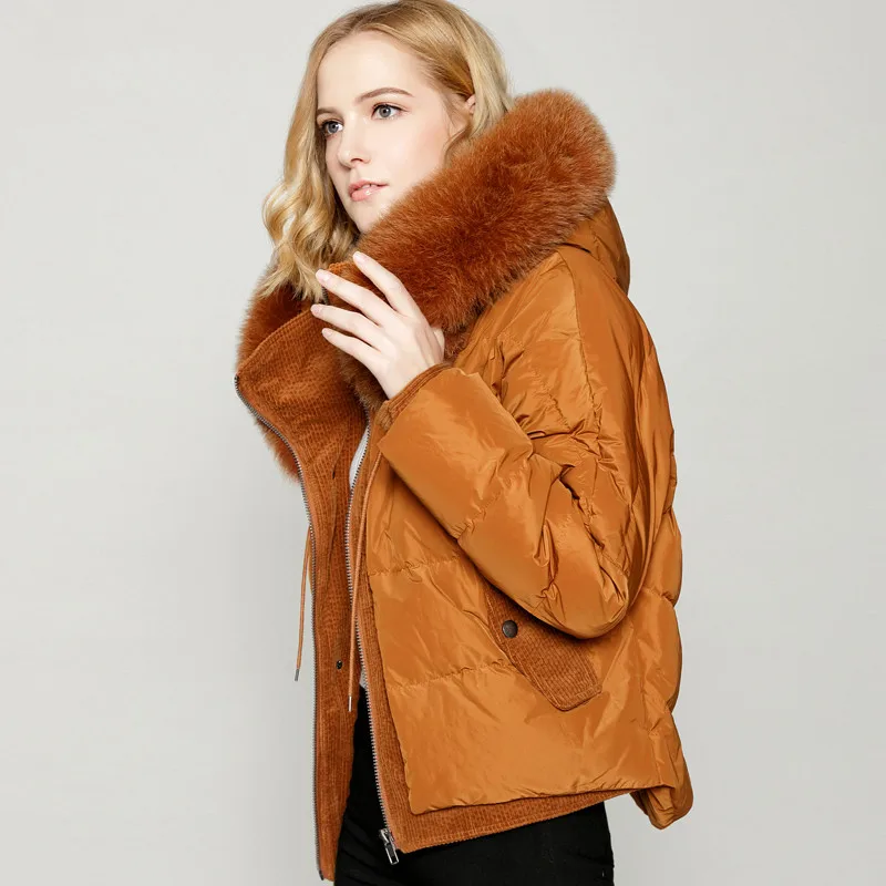 KMETRAM Real Fur Collar Down Jacket Woman Hooded Winter Jacket Women Korean Short Coat Female Warm Parka Chaqueta MujerMY