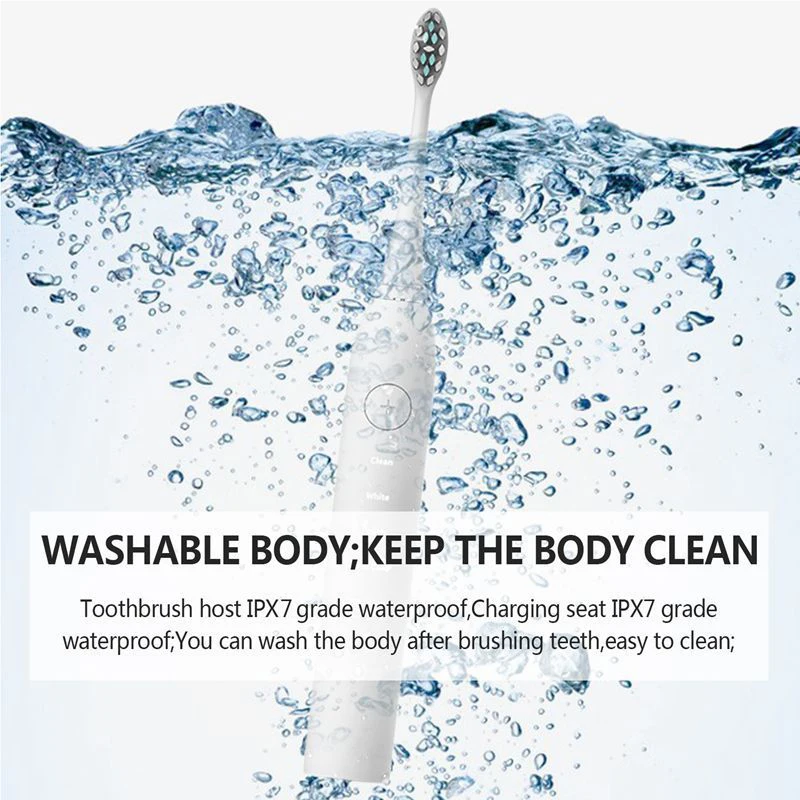 Waterproof Electric Toothbrush Cleaning Whitening USB Charging Sonic Toothbrush with DuPont Heads