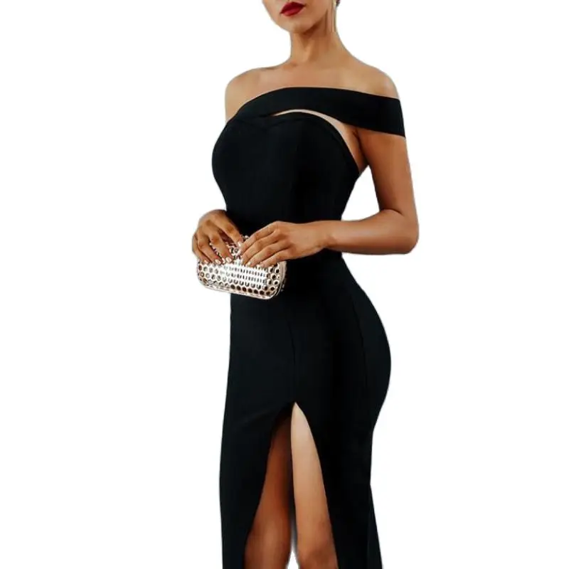 

Женское асимметричное банкетное платье, однотонное элегантное платье на одно плечо с разрезом, лето 2020