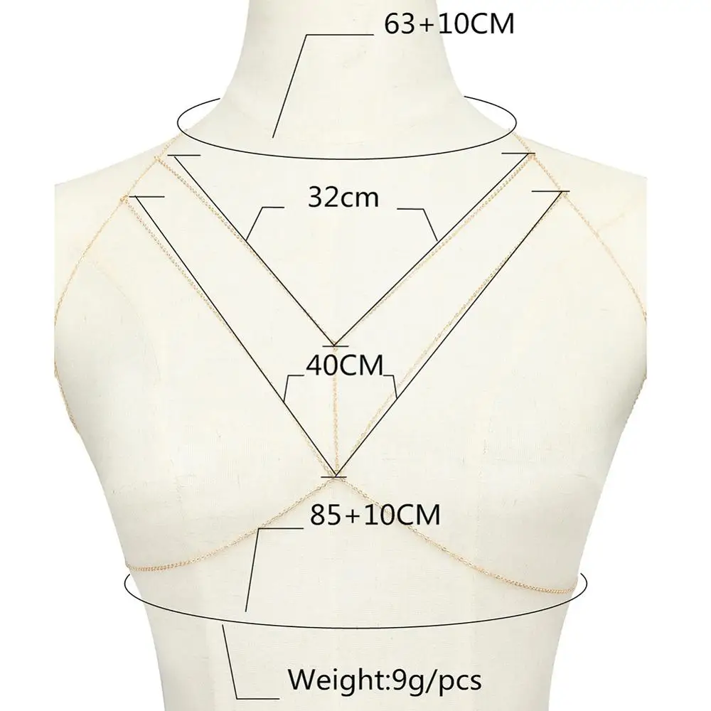 Цепочка для тела Женская Блестящая ожерелье с цепочкой бюстгальтера в стиле
