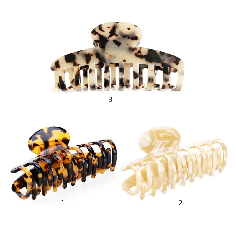 

Women Large Hair Claw Strong Hold Celluloid Acetate French Design Butterfly Jaw Clip Vintage Leopard Pattern Non-Slip M7DD