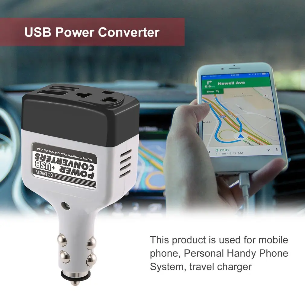 dc 1224 v to ac 220 vusb 6 v car power inverter adapter mobile auto power car charger converter with usb interface free global shipping