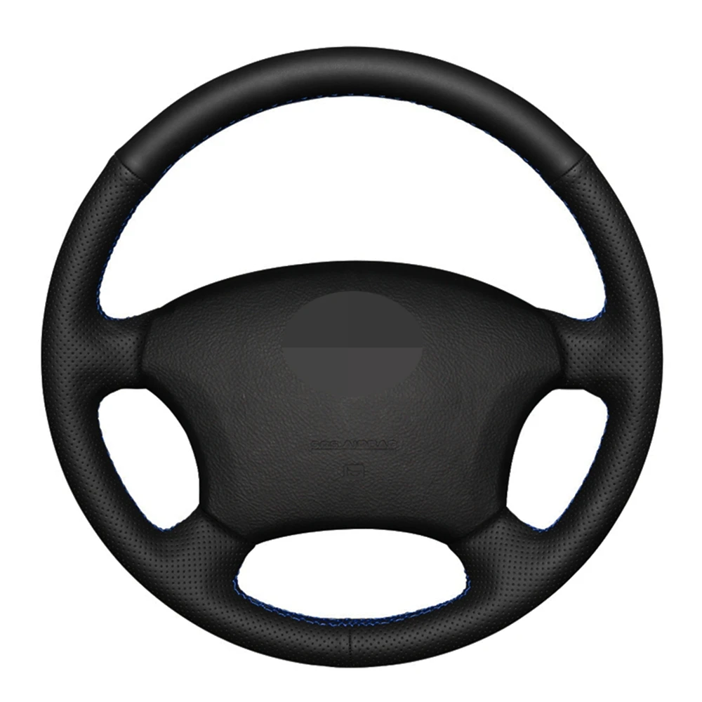 Car Steering Wheel Cover DIY Hand-stitched Black Genuine Leather For Toyota Land Cruiser Prado 120 2004-2009 Land Cruise