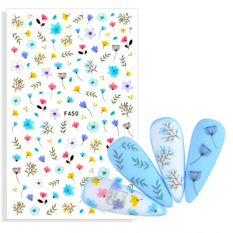 

1 шт. Мультяшные персонажи растения животные лес цветы маленькие свежие цветы 3D наклейки для ногтей Hyuna стиль накладки для ногтей водонепрон...
