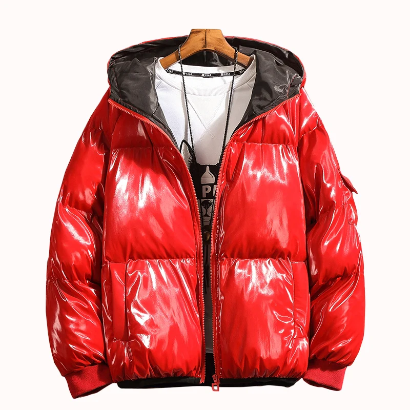 Cotton-Padded Coat Men's Winter Thickened Puffer Jacket Korean Style Trendy Glossy down Jacket Men's Cotton Jacket Couple Warm