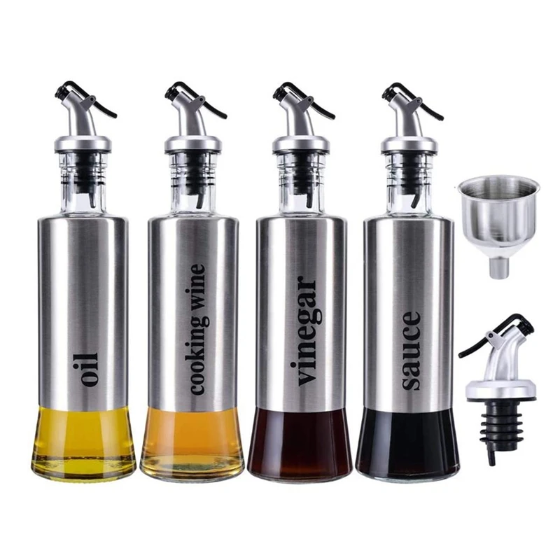 

4 Pcs Olive Oil Dispenser Bottle,350Ml Vinegar Dispenser Pour Soy Sauce Container,Suitable for Kitchen