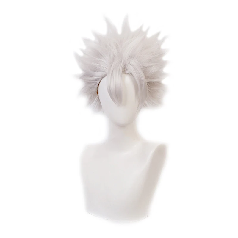 

Парик Shinazugawa Sanemi из аниме «рассекающий демонов», короткие синтетические волосы серебристого и белого цвета для косплея, для костюма киметсу