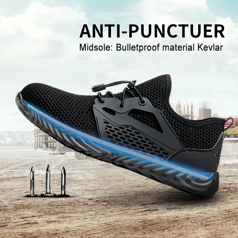 DYKHMILY Рабочая безопасная обувь для мужчин и женщин со стальным носком устойчивые