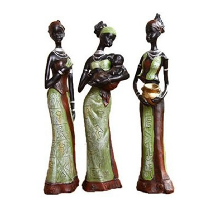 

3 Pcs Exotic Doll Three-piece Resin Crafts Creative Home Decoration Living Room Entrance Decoration