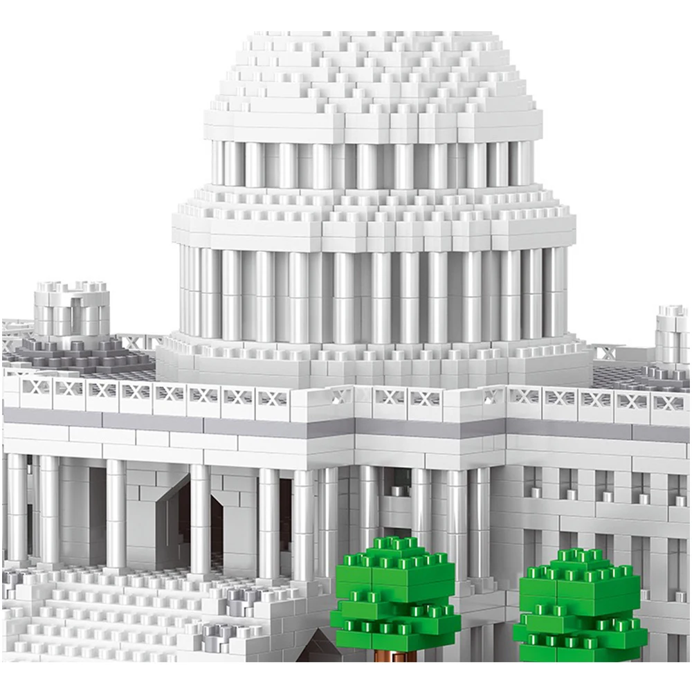 

DIY Mini Diamond Blocks Lezi 8045 World Architecture legoes USA The White House 3D Model Bricks Building Toy for Children Gift