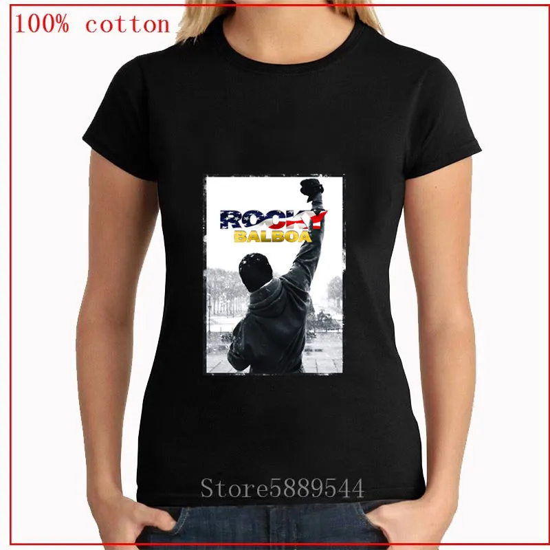 Новый дизайн Рокки Бальбоа Америка Флаг Футболка Известный фильм плакат Роки
