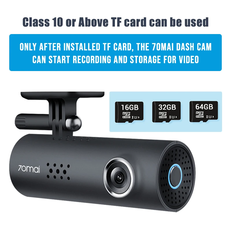 70mai Dash Cam 1S English Voice Control 70 Mai Smart Car Camera Night Version130 degree view 1080P Wifi DVR Drive Recorder | Автомобили и
