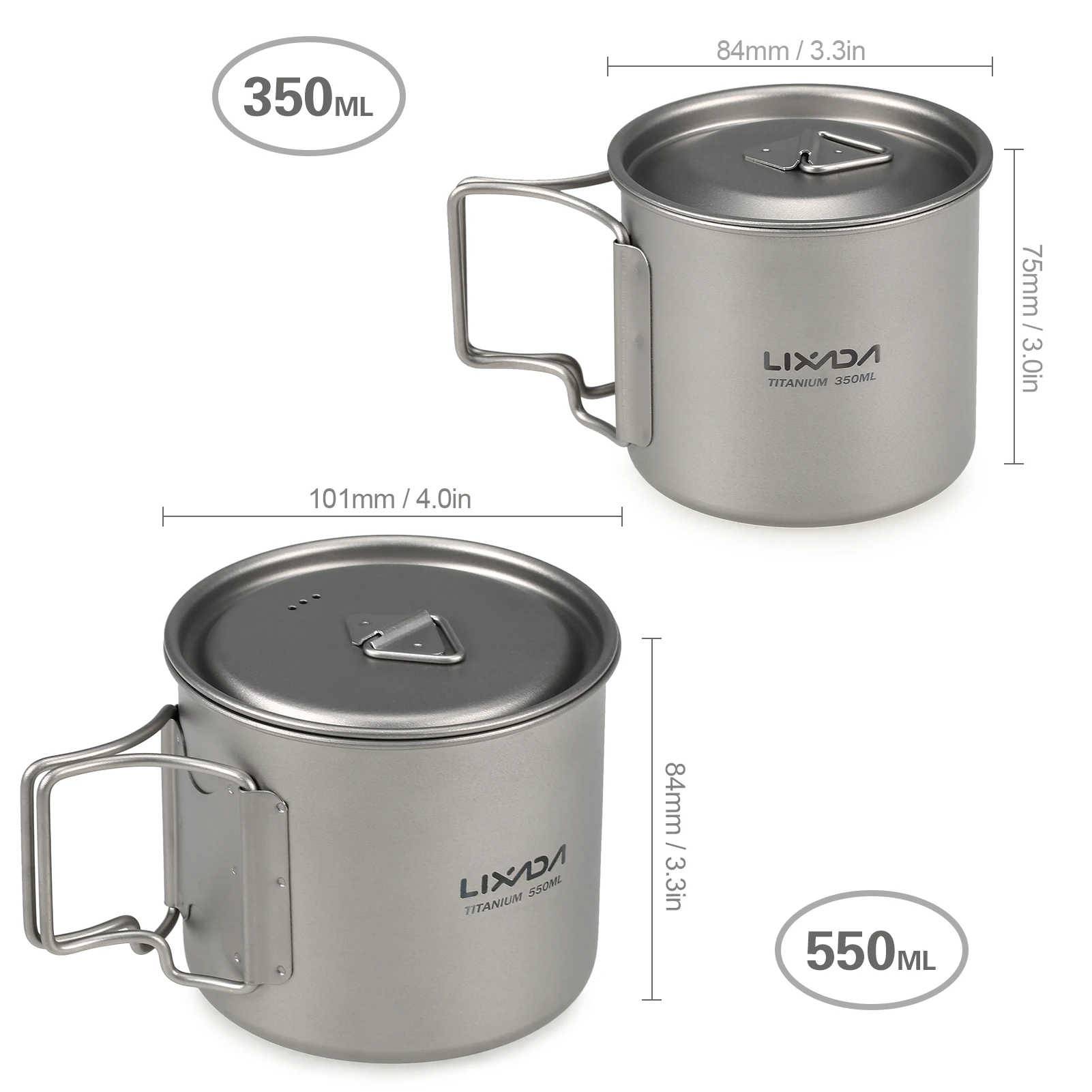 Lixada Ультралегкая титановая чашка для улицы портативный набор из 2 предметов