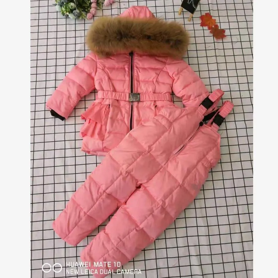 

Wholsale Winter New Hooded Thicker Warm Girls Down Jackets Kids Snow Wear Coat Real Fur Collar Parka Modis Down Jackets Y1757