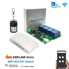 4-канальный модуль переключателя EWELINK с Wi-Fi, дистанционное управление через приложение, 12 В, 220 В, радиочастотный приемник, 10 А, сделай сам, умное 4-канальное реле, работает с Alexa Google Home