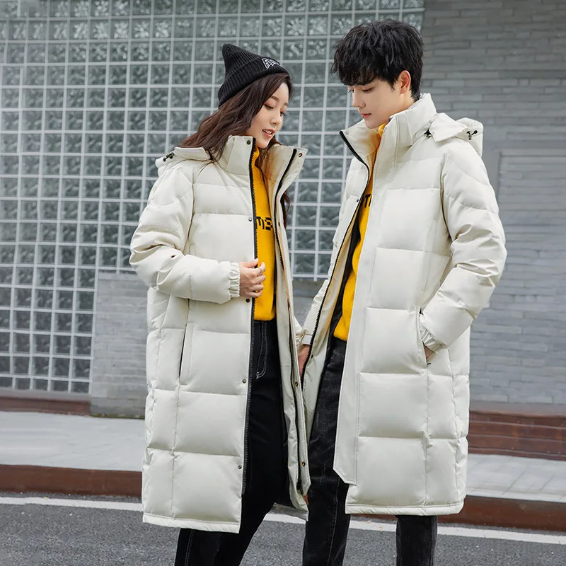 

2021 New Winter Jacket Men Hooded Collar Windbreaker Lovers Long Down Jacket Thick Warm Puffer Jacket Coat Men Doudoune Homme
