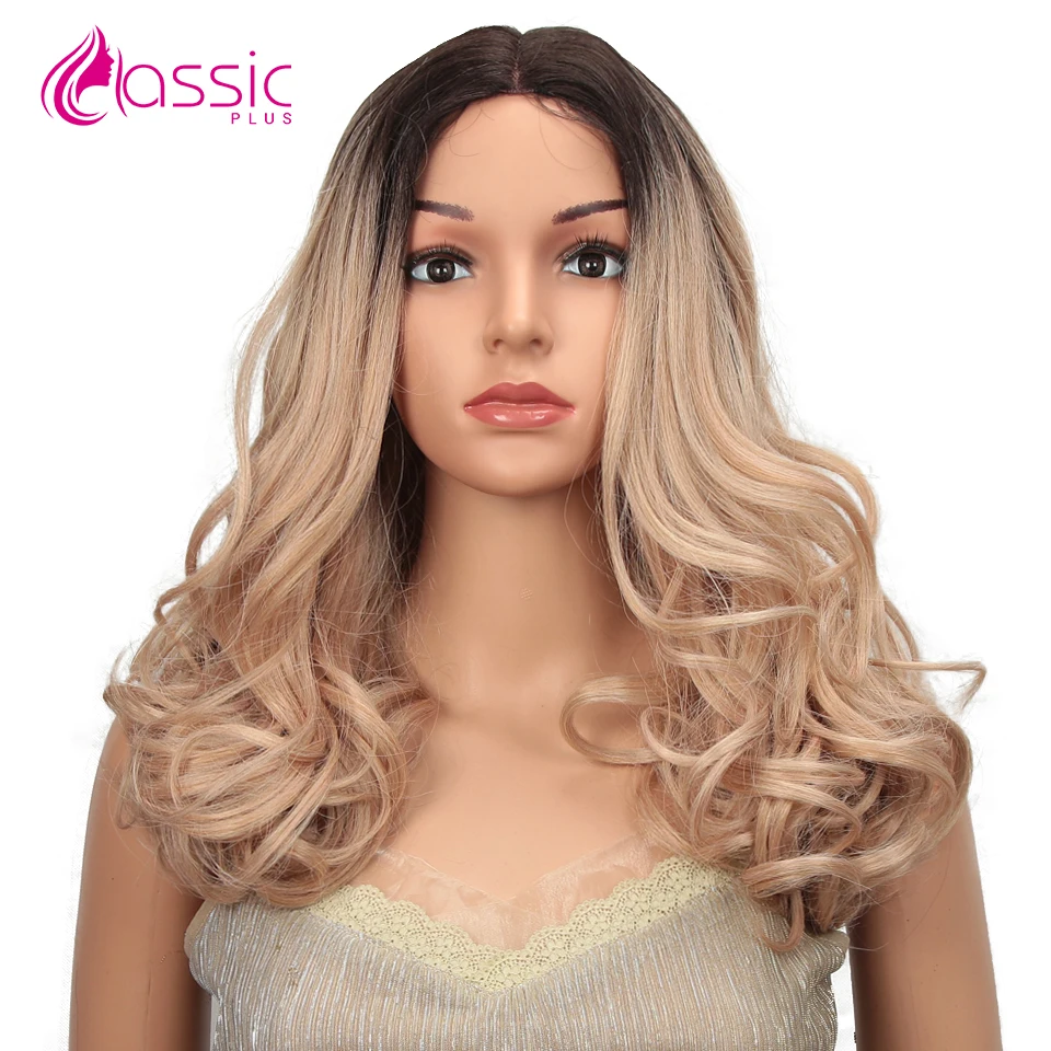 

20 Inch Long Lace Wigs For Women Blonde Pink Colored Middle Part Lace Wigs White Black Ombre Body Wave Synthetic Cosplay Wigs