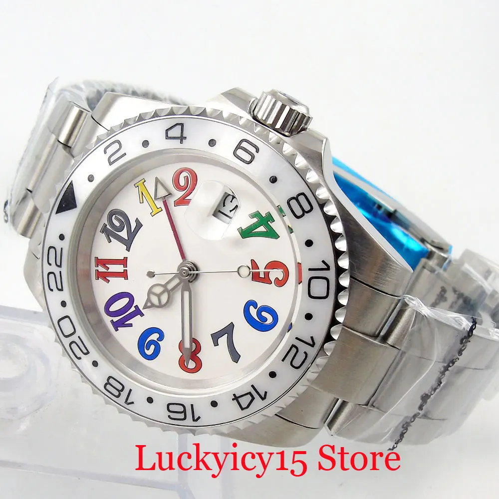 BLIGER Механические Мужские наручные часы GMT функция даты сапфировое стекло 40 мм