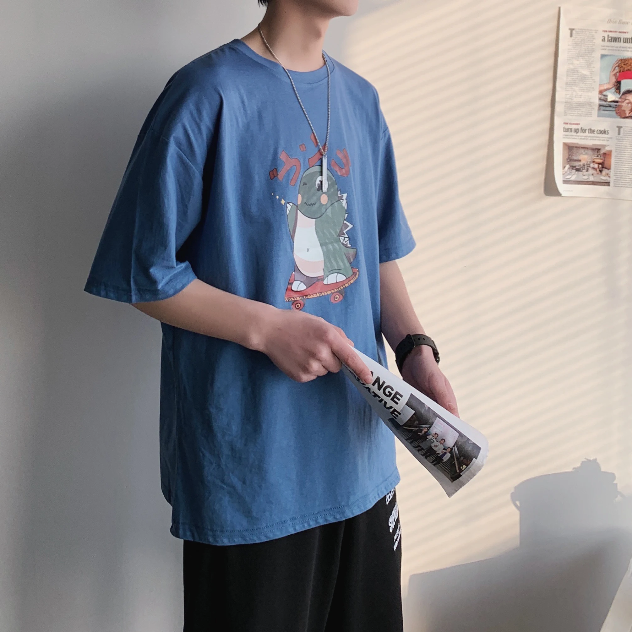 Летняя футболка с короткими рукавами Мужская хлопковая большого размера принтом