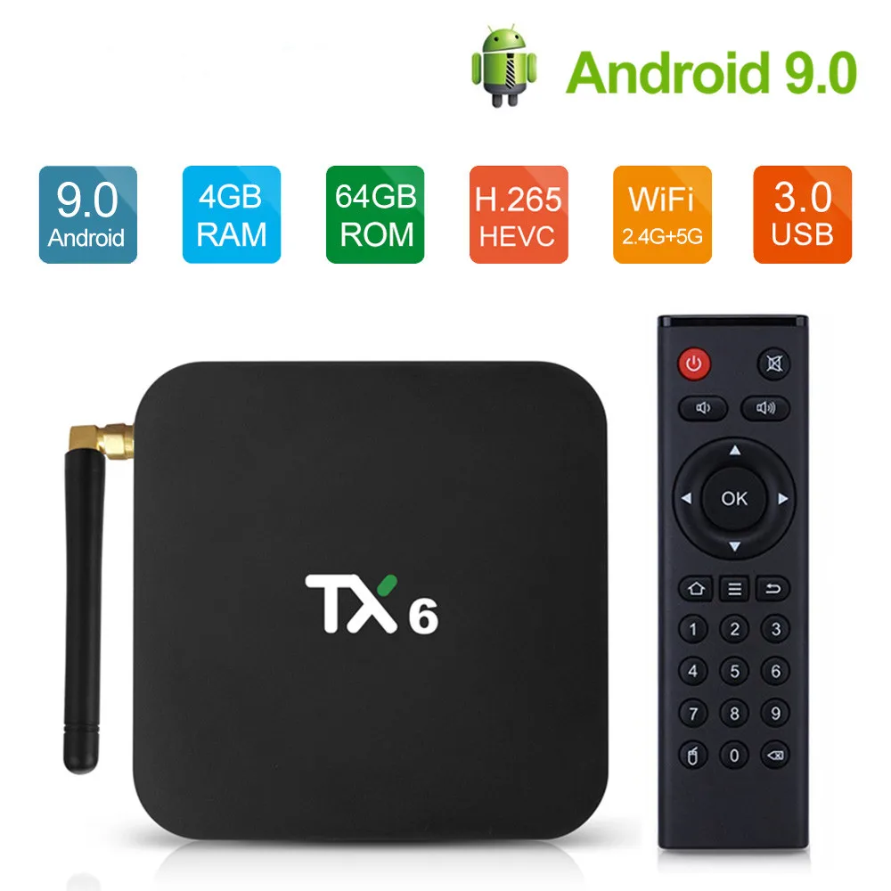ТВ приставка Tanix TX6 Android 9 0 Allwinner H6 Четырехъядерный 4G 32G/64G 2 + 5G Wifi телеприставка 4K HD BT