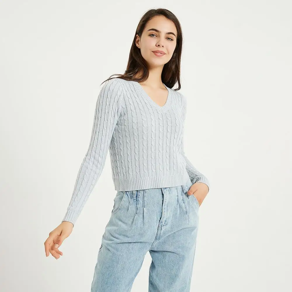 Wixra женские Стильные Свитера новый модный стиль v-образный вырез однотонные