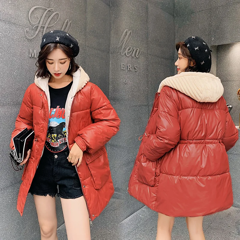 

RMB will limit new winter down jacket female han edition fashion splicing hat cotton coat of cultivate one's morality