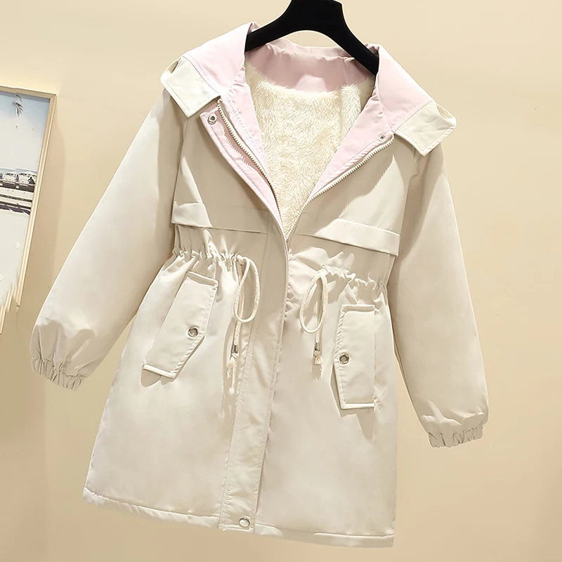 Женское бархатное пальто с капюшоном Повседневная теплая ветровка большого