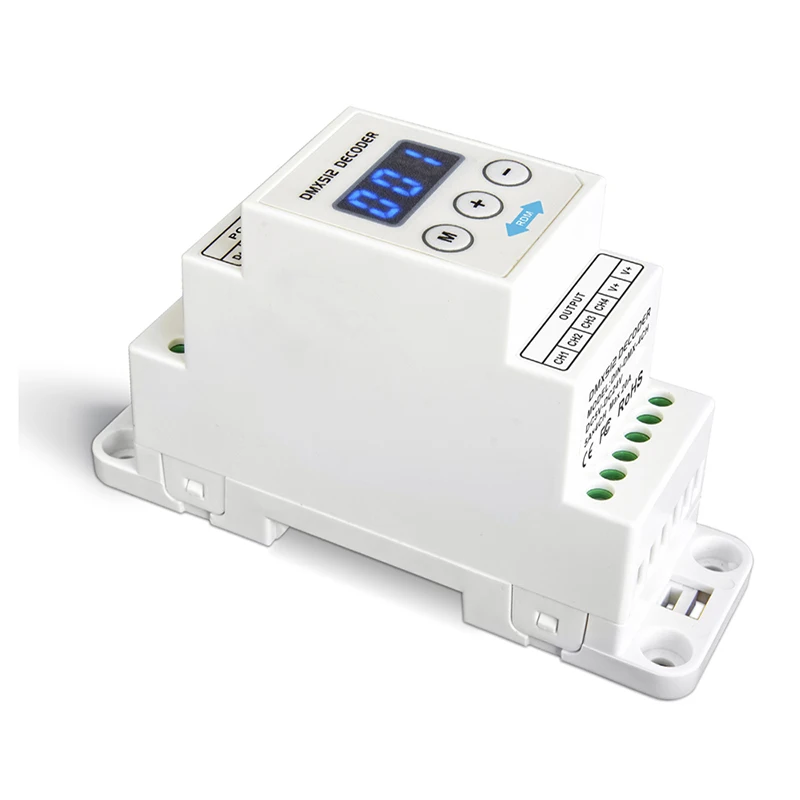 Новый DIN DMX 4CH со светодиодным фонариком декодер DC5V 12V 24V Вход 4A * Выход 4 канала DMX512