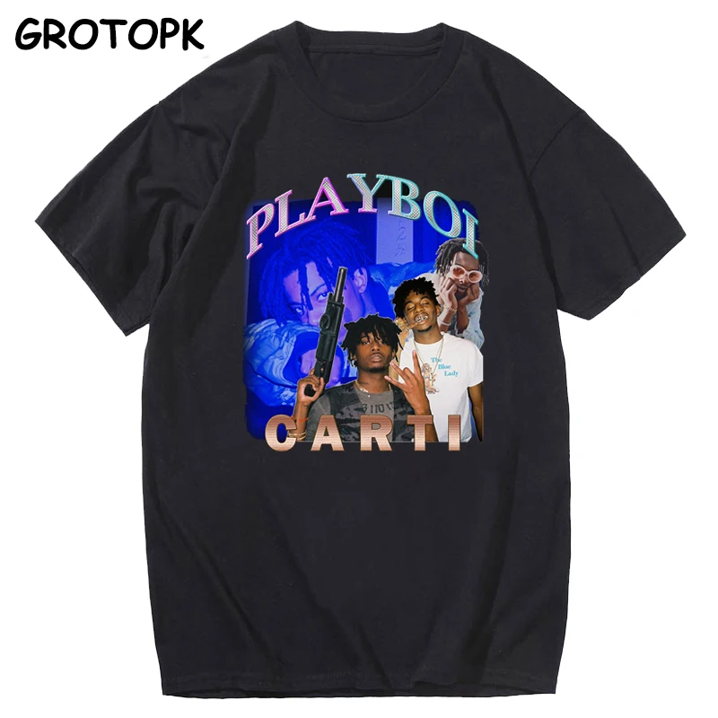 

Футболка Playboi Carti мужская с графическим принтом, повседневная тенниска из хлопка с круглым вырезом, крутая майка с принтом в винтажном стиле,...
