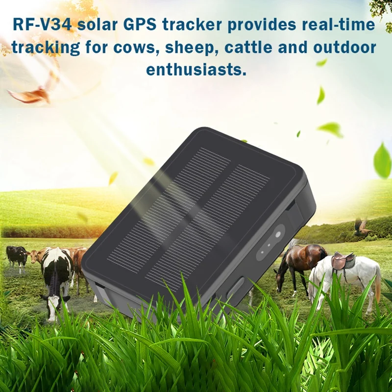 RF V34 Водонепроницаемый Солнечный GPS трекер 9000 мА/ч Мощность овец из коровьей кожи