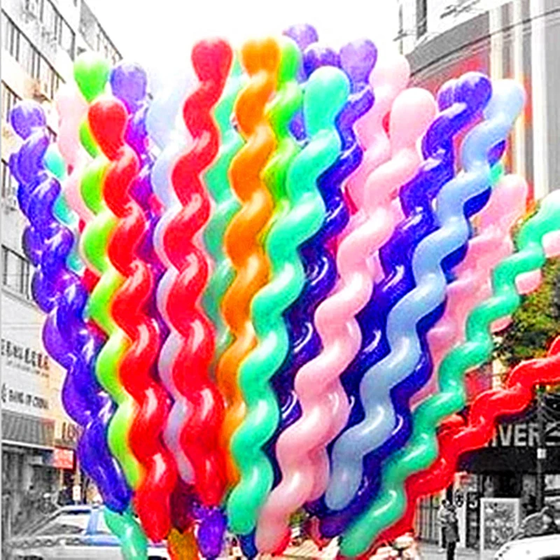 

10Pcs/lot Screw Twisted Latex Balloon Spiral Thickening Long Balloon Bar KTV Party Supplies Strip Shape Balloon Inflatable Toys