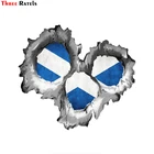 Наклейка для мотоцикла Three Ratels FC22, разорванное металлическое отверстие, 3 выстрела, шотландский Флаг сальтира Автомобильная наклейка из ПВХ