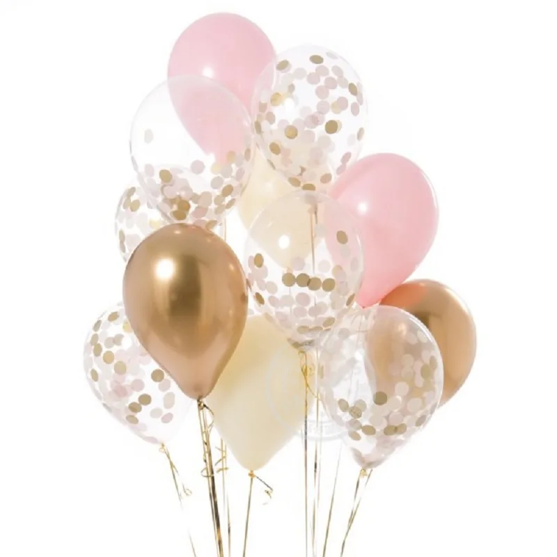 

12pcs/lot 12inch new Gold pink blue Balloons gold white pink blue confetti Wedding Birthday Party Decor Helium Supplies