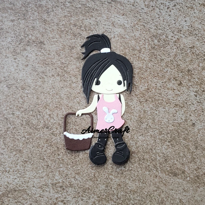 Милые металлические Вырубные штампы для девочек искусственное рельефное
