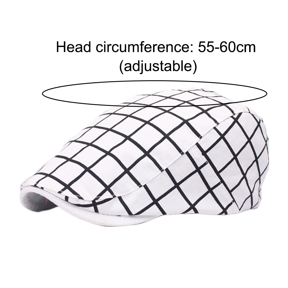 

Fashion Men Women Plaid Cotton Flat Cap Summer Spring Sun Hat Adjustable Beret Headwear Clothing decor Accessory Xmas Gift