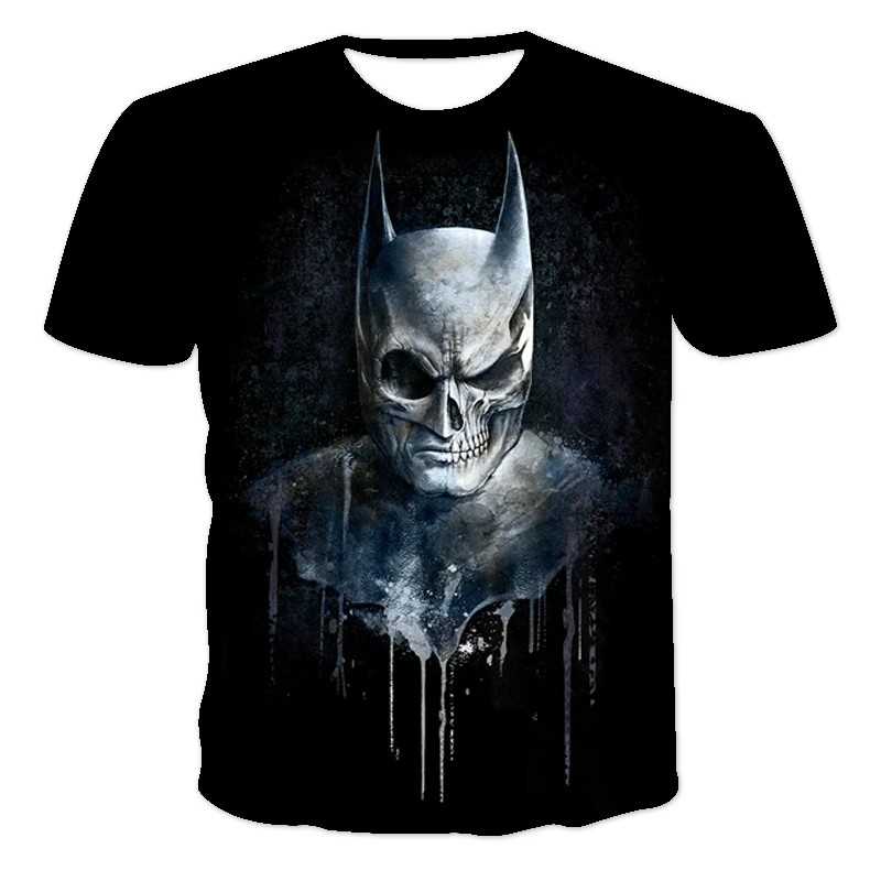 New Summer Oversized T-shirt Black Skull Series 3D Printed Horror O-Neck Breathable Tops Harajuku Tshirts 100-6XL | Мужская одежда