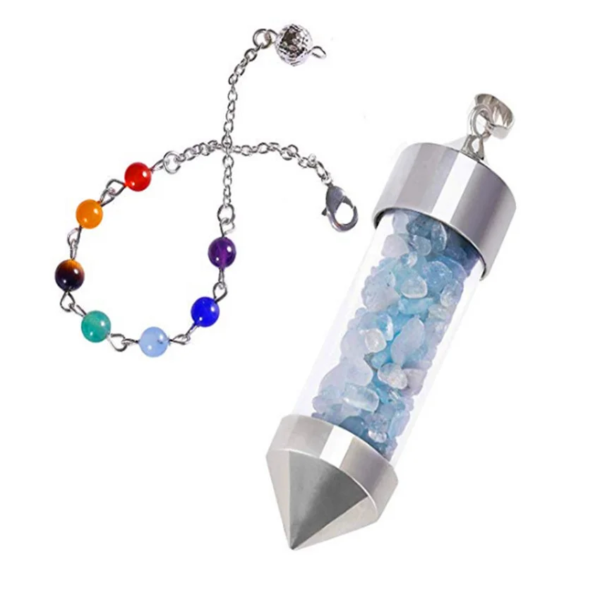 FYJS уникальный посеребренный флакон желаний Aquamarines кристалл кулон целебная чакра