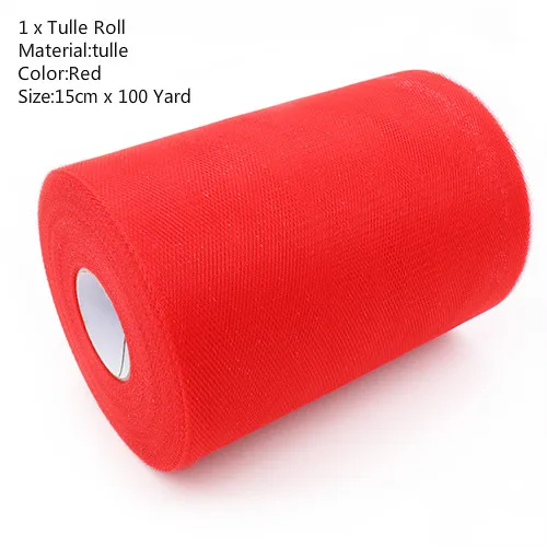 100Yard Red Фатиновая юбка-пачка в рулоне, 15 см, 100 ярдов, сделай сам подарочная упаковка для дня рождения, вечеринки, Рождества, свадьбы, для детей - Color: 100Yard Red