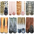 Носки мужскиеженские хлопковые с 3D-принтом, модные носки-тапочки в стиле Харадзюку, с мультяшными кошками, медведями, собаками, лапами животных, подарок