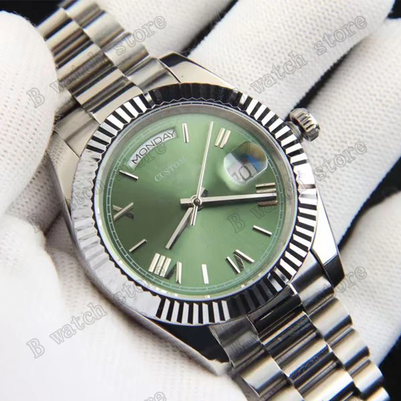 

36mm Rose Gold Green Dial Men's Automatic Watch Sapphire Glass Waterproof Week 316L Stainless Steel
