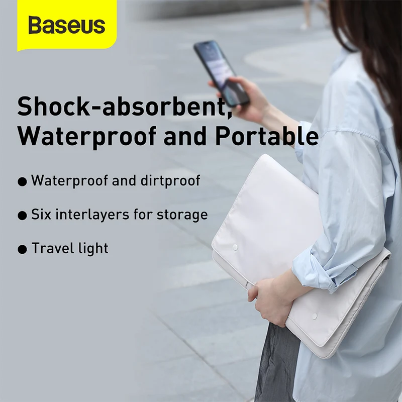 baseus laptop sleeve 1316inch waterproof travel storage bag for mobile phone notebook large capaticy flip cover design sleeve free global shipping