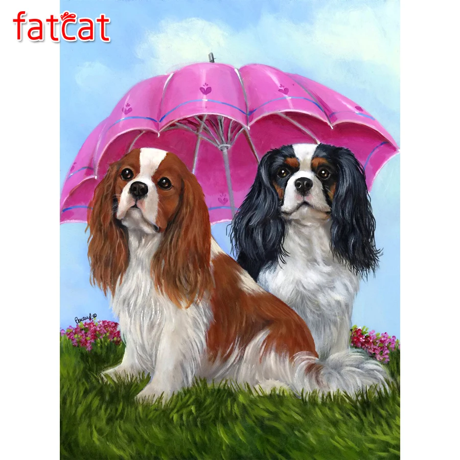 FATCAT Diy Алмазная картина кавалер король Шарль спаниель собака 5D мозаичный узор