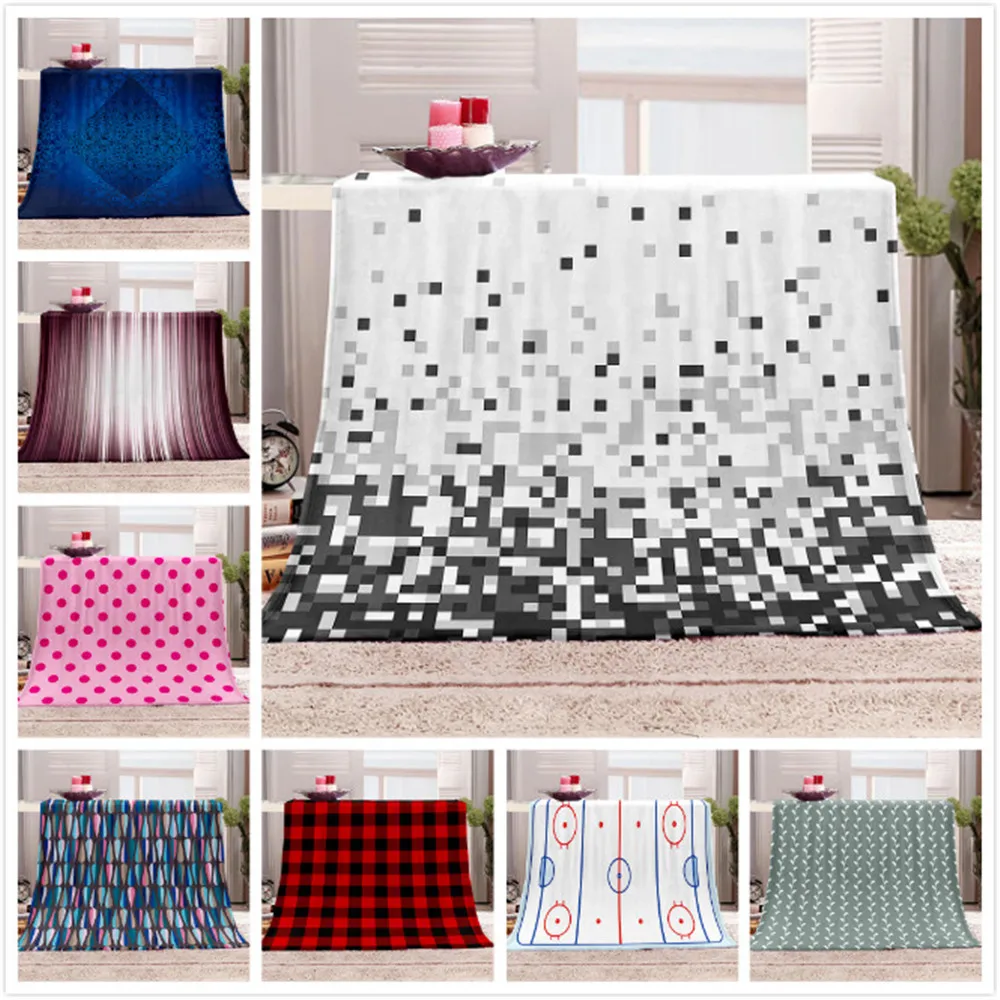 

Custom Geometric Pattern 3D Printed Plush Blanket for Beds Warm Soft Bedspread Fleece Throw Blankets