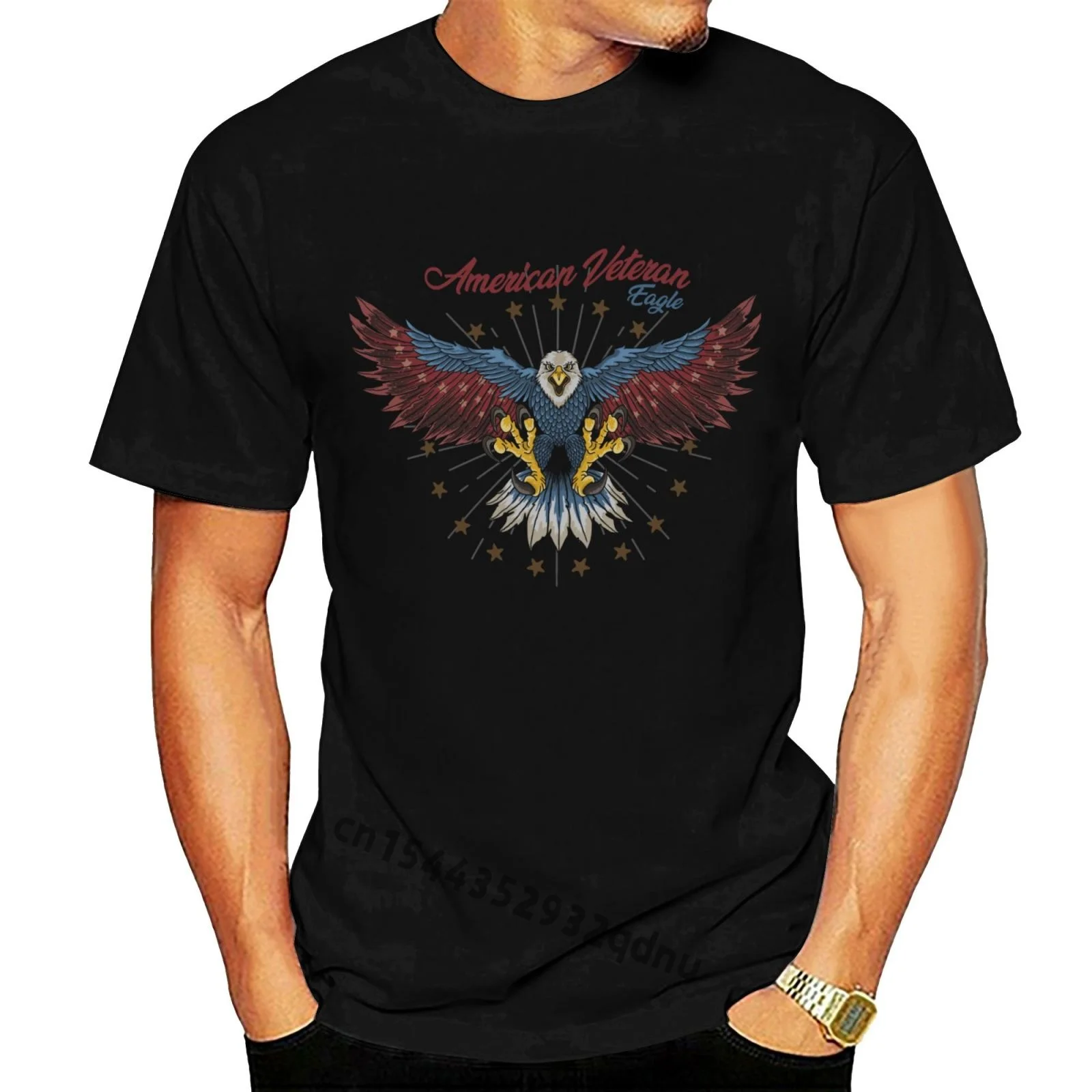 

Black American Veteran Eagle Illustration Vector T-Shirt S