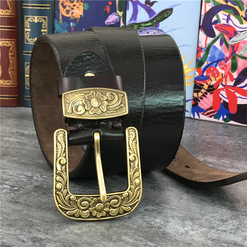 Мужской ремень из натуральной кожи с резьбой в стиле ретро|Мужские ремни| |