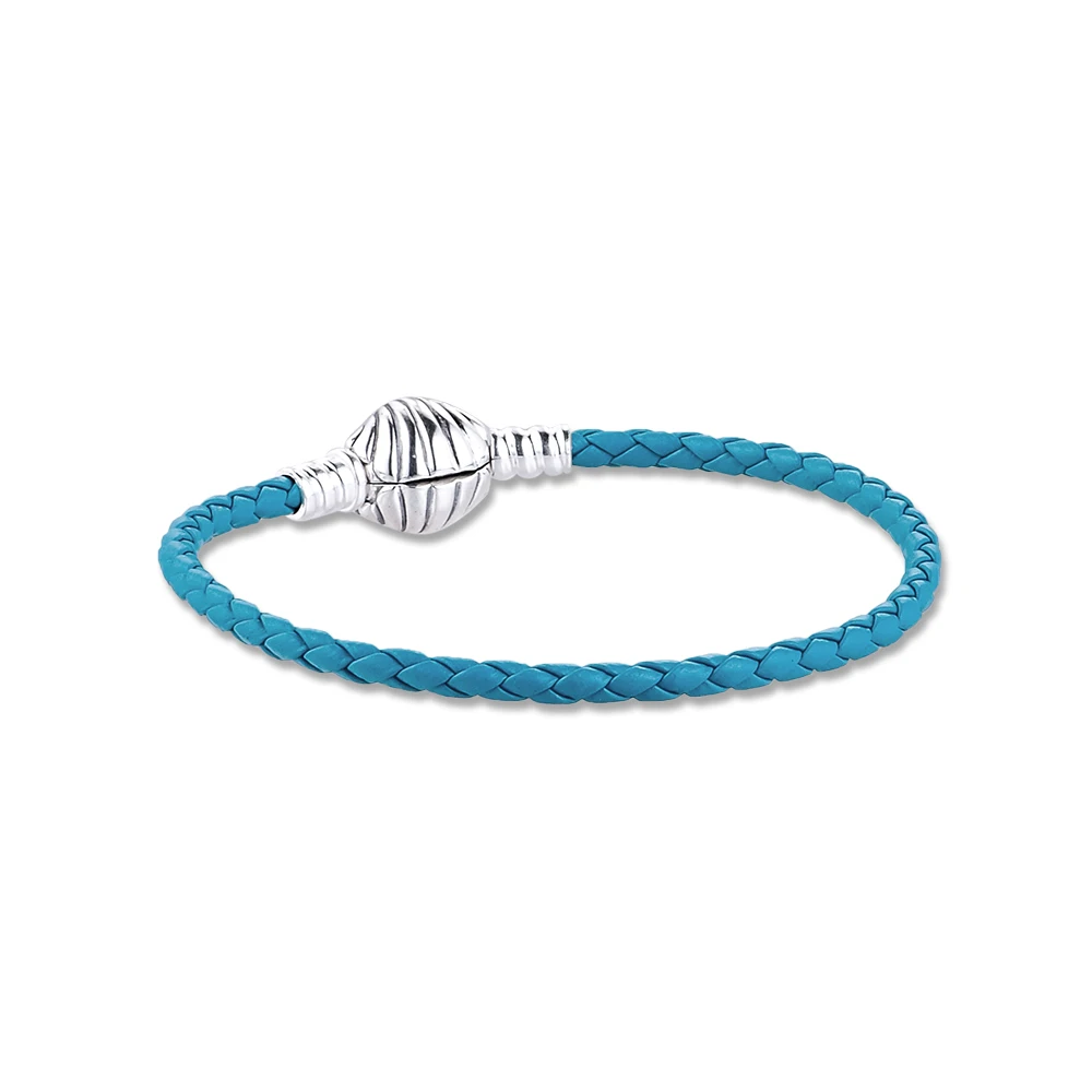 Новинка 2020 бирюзовые плетеные кожаные браслеты для женщин серебро 925 пробы