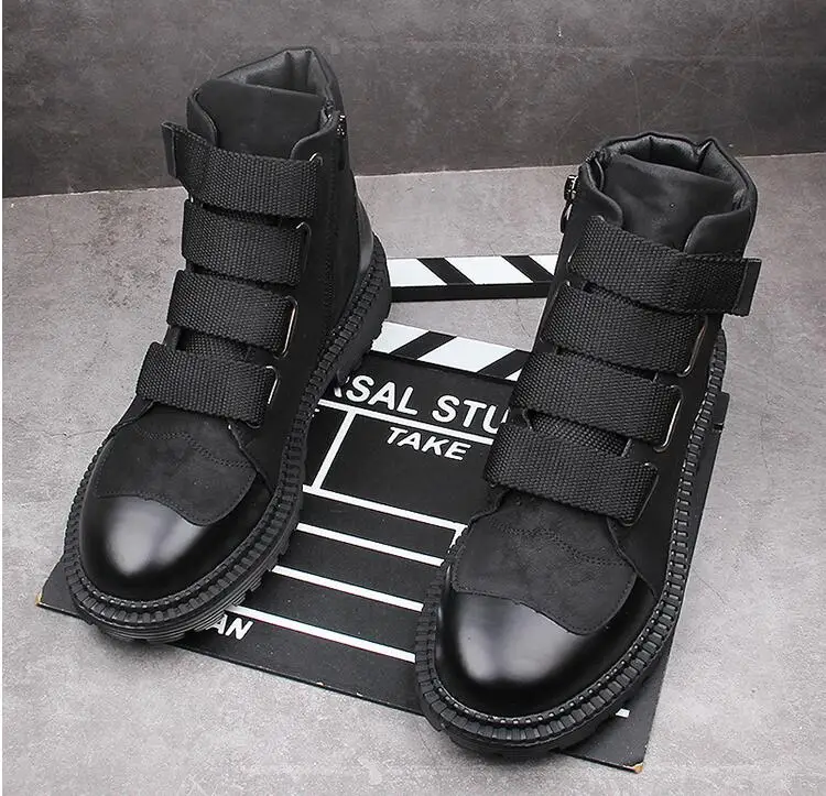 

High quality men shoes high tops punk sneakers Hip hop men height Increasing shoes ankle boots chaussure homme