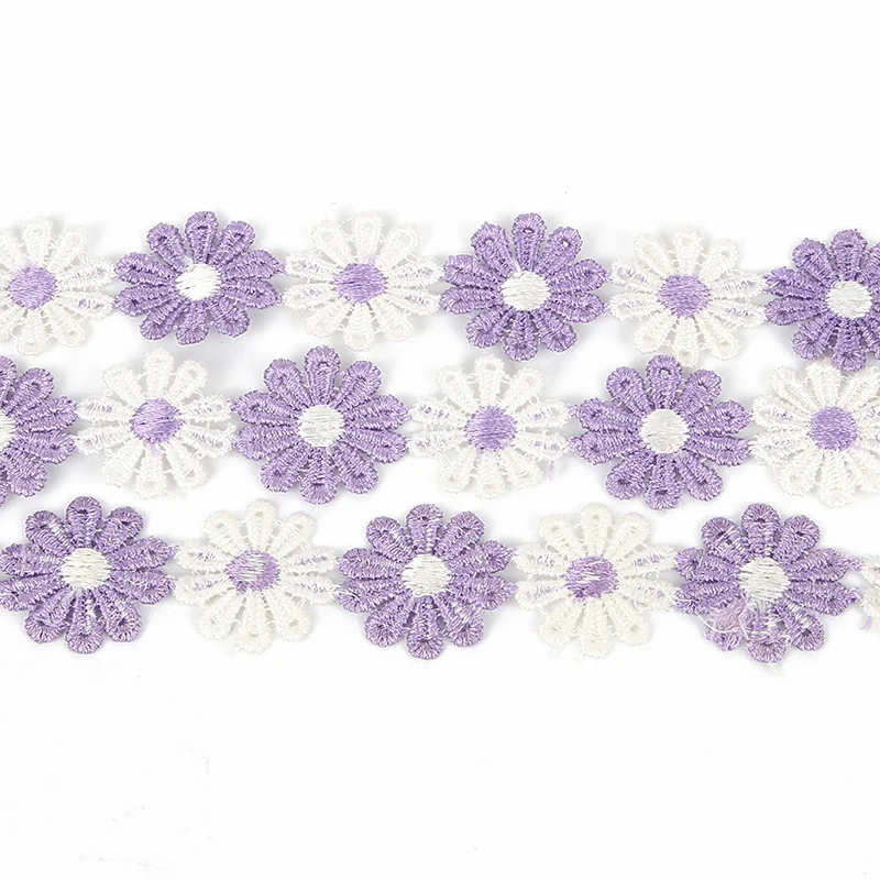 1 ярд красочные Дейзи цветок кружевной отделкой Вязание свадебные вышитые Diy