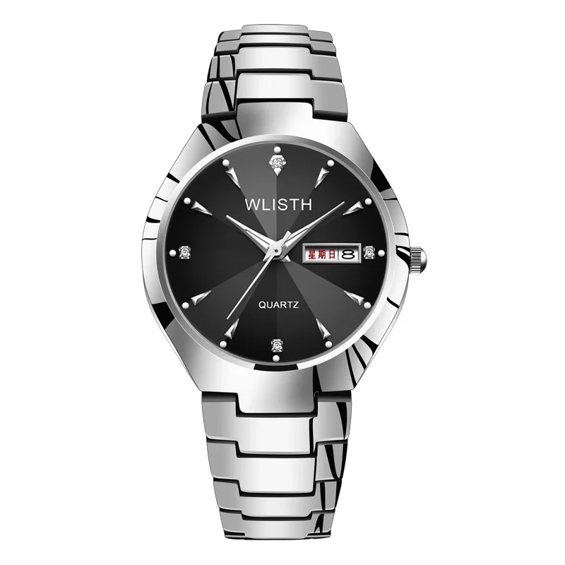 Роскошные стальные часы с календарем мужские светящиеся модные кварцевые